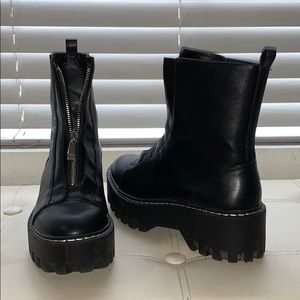 Zara lug heeled ankle boot with front zipper